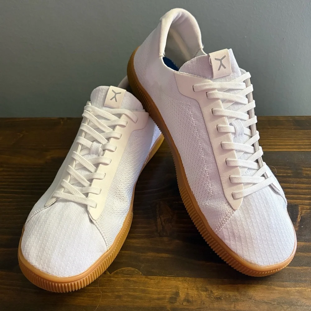 Flux footwear Adapt Knit Trainer White with Gum Sole Textured Comfort Insole